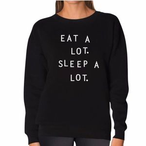 Funny Eat a Lot Sleep a Lot Black Crewneck